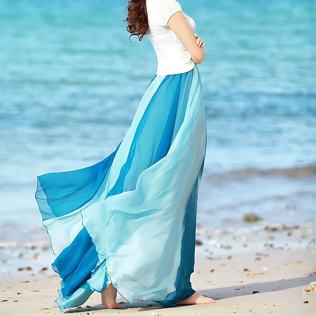 Effortless Elegance Long Skirts Exude Sophistication Summer Beach Elegant Long Skirt Maxi Skirt sea blue