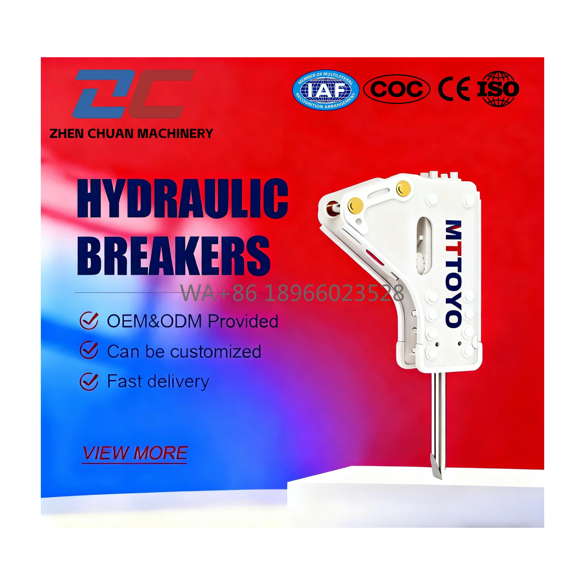 

SB40 SB43 F5 F6 Гидравлический молоток для сноса 45 мм 53 мм 68 мм для экскаватора с бортовым погрузчиком 0,5-3 тонны в здании