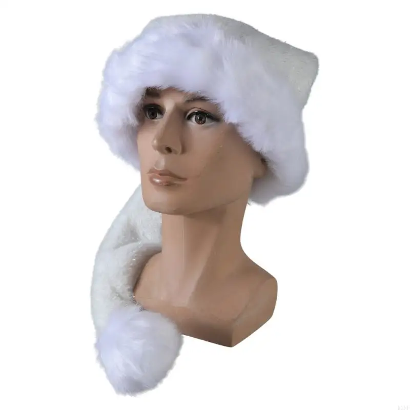 K3NF عيد الميلاد عيد الميلاد قبعة سانتا مع حافة بيضاء لحفلات العطلات التي تعطي اللطف #3