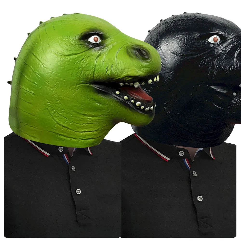 Grüne Tier-Dinosaurier-Kopfmaske Halloween-Maskottchen-Kostüm-Maske – Detail 2