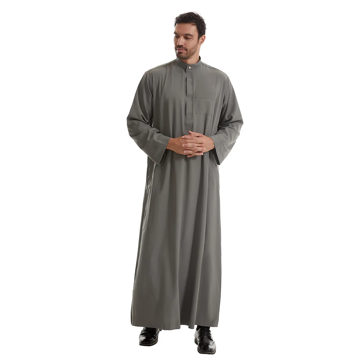 Muslim Men Zipper Front Jubba Thobe Arabic Robe Turkey Kaftan Dubai Abaya Saudi Dress Islam Clothing Ramadan Djellaba Dishdasha