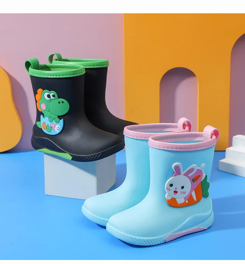 Kinder-Regenstiefel für Jungen und Mädchen, rutschfeste EVA-Outdoor-Cartoon-Dinosaurier-Regenstiefel für Kinder, wasserdichte Schuhe, Wasserschuhe für Mädchen – Detail 23