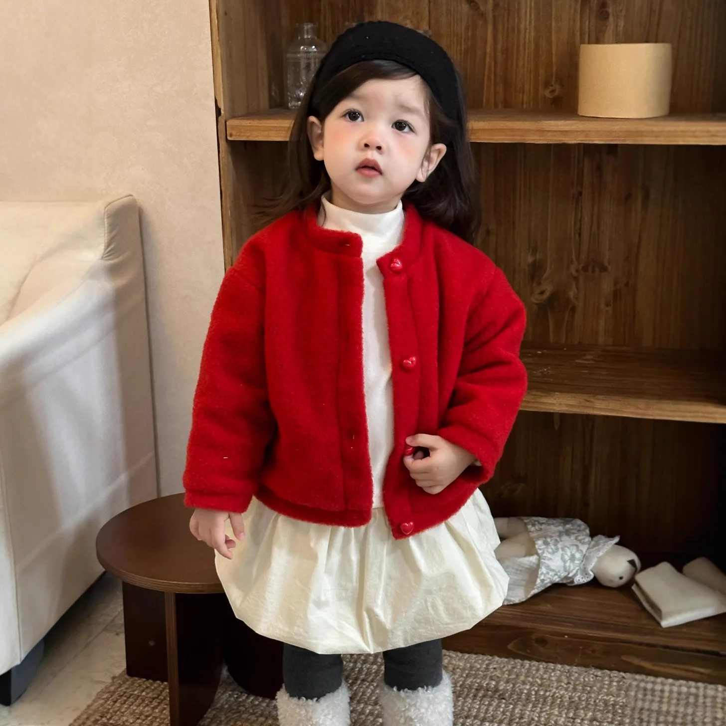 

‌2025 Winter Korean Style Girls Thickened Outfit Set Warm Coat & Pants 2-Piece Fleece Lined Casual Winter Clothes for Toddler