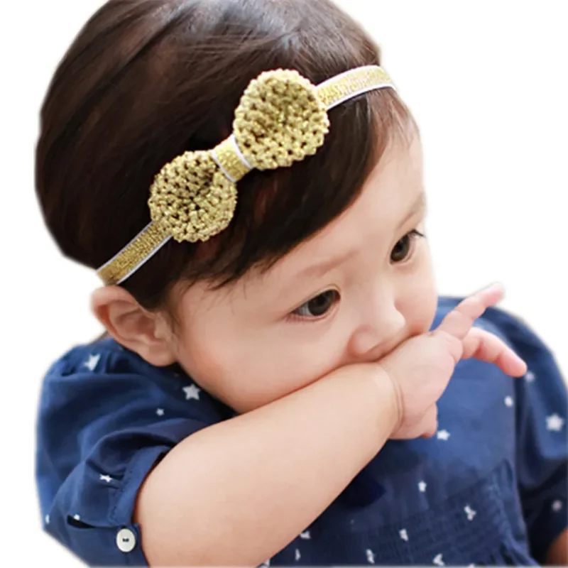 Baby Glitter Bow-knot Hairband Hair Accessories Silver Gold Headband Infant Girl Hair Band Childern Hair Clips