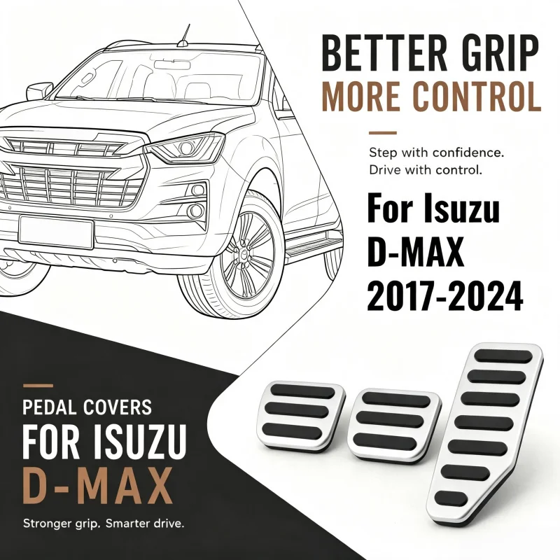 For Isuzu D-MAX DMAX 2017 - 2024 Stainless Steel Car Pedals Cover AT MT Gas Pedal Brake Pedal Cover Accelerator Pads Parts
