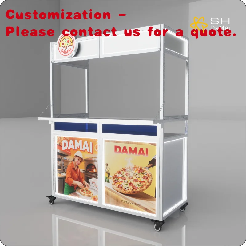 custom.Customized Foldable Stainless Cart with LED  Night Stalls-Snacks Portable Vending Stand
