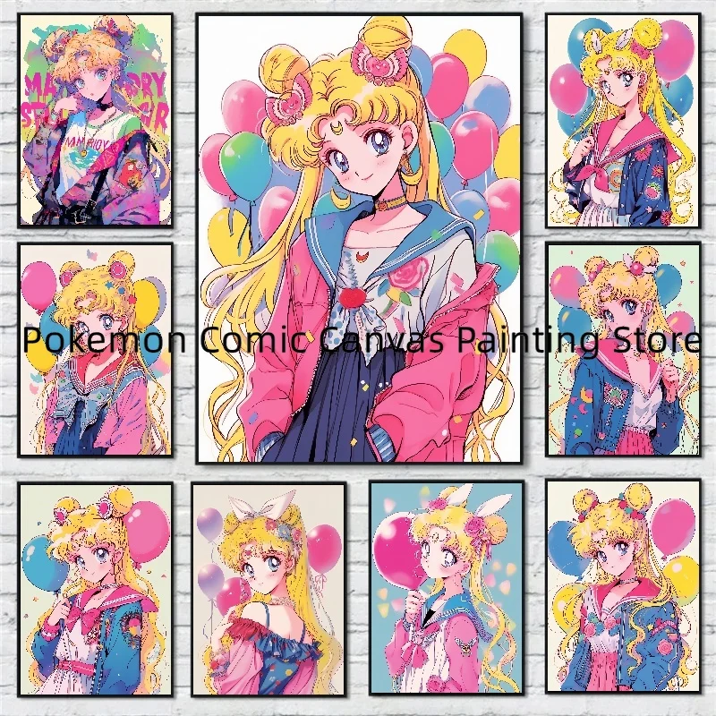 

Japan Surrounding Animation Sailor Moon Aesthetic Room Decor Canvas Stickers and Posters Picture Home Decoration Children's Gift