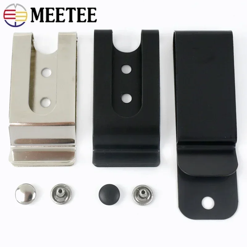 2/5/10Pcs Meetee Belt Clip Buckle Metal Sheath Clips Clasp Double Holes Spring Hook for Pockets Wallet Tape Buckles Hardware