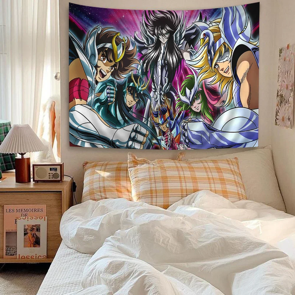 Saint Seiya Entrance Colorful Tapestry Wall Hanging Hippie Flower Wall Carpets Dorm Decor Wall Art Decor