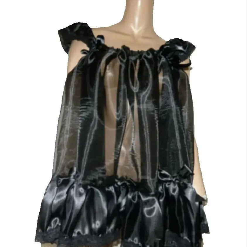 

Black Sissy Organza Skirt Suspender Sleeveless Skirt Maid Role Play Custom Dress