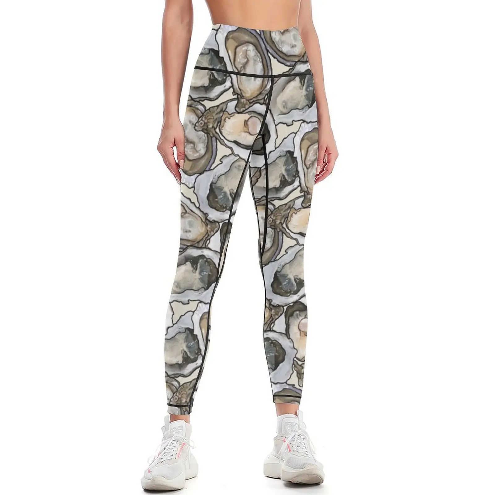 

Oyster Seafood Feast in Cream Leggings Women's sportswear gym wear Clothing fitness sports for Womens Leggings