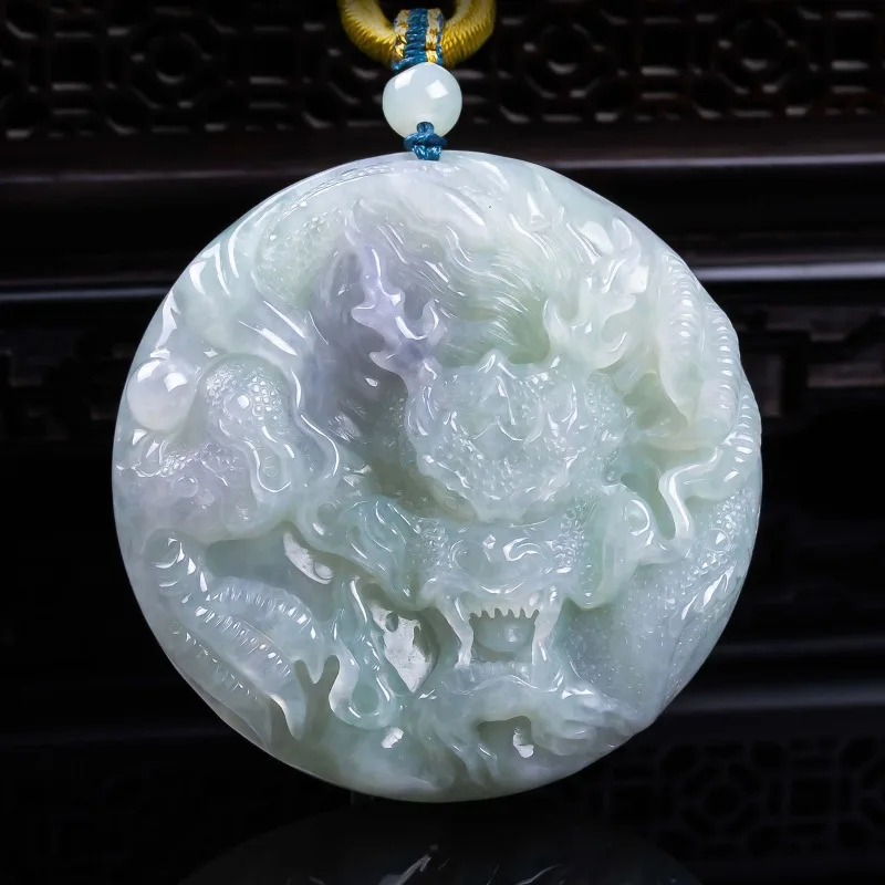 

Natural A-grade Jade Dragon Protector Thickened Three dimensional Precision Jade High Ice Jade Pendant Light luxury temperament