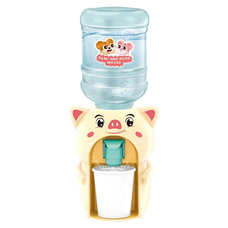 Mini Water Dispenser Machine Toy Simulation Animal Dollhouse Pretend Play Kitchen Supplies Beverage Cute Gift for Kids - Pig