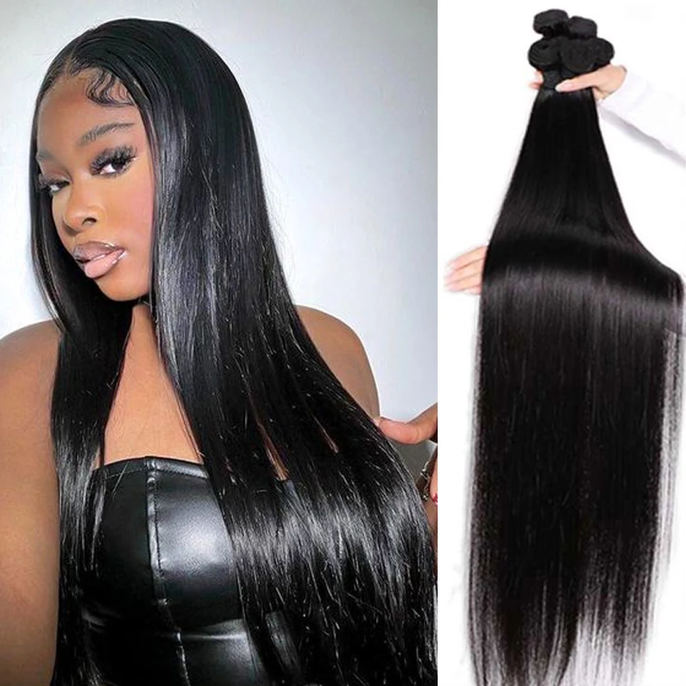 Peruvian Straight Human Hair Bundles 12A Brazilian Raw Hair Bundles Weave Unprocessed Virgin Human Hair Naturel Extensions Deal