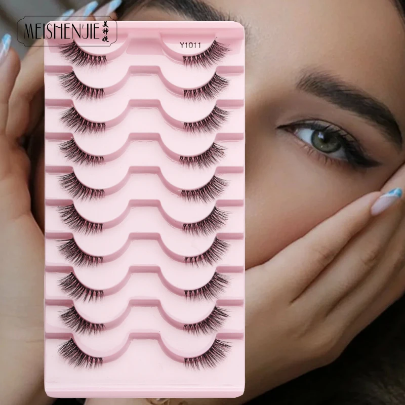 الطبيعية ثلاثية الأبعاد المنك الرموش الصناعية ، Wispy ، رقيق ، تمديد ، المنك رمش ، أدوات ماكياج ، 10 أزواج