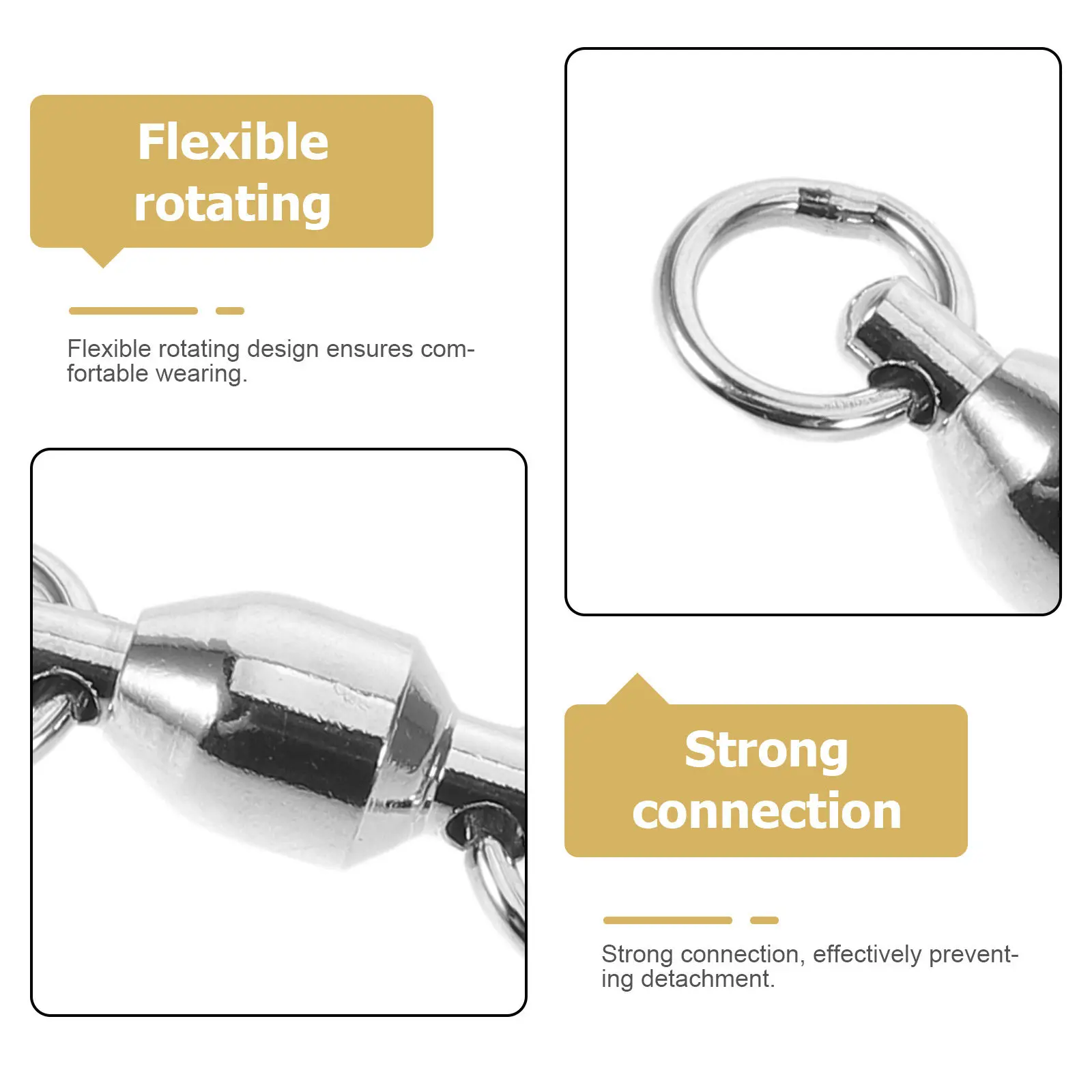 20Pcs Metal Swivel Snap Clips Detachable Ball Bearing Barrel Connectors for Fishing Lanyard Parrot Chain Jewelry Accessories