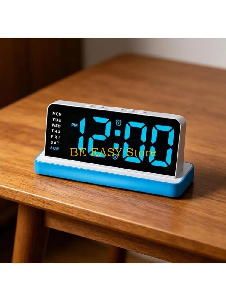 E28F Children Digital Clock with Big Number Display, Two Alarm, Soft Night Light, Brightness Adjustment for Bedroom Desk Use
