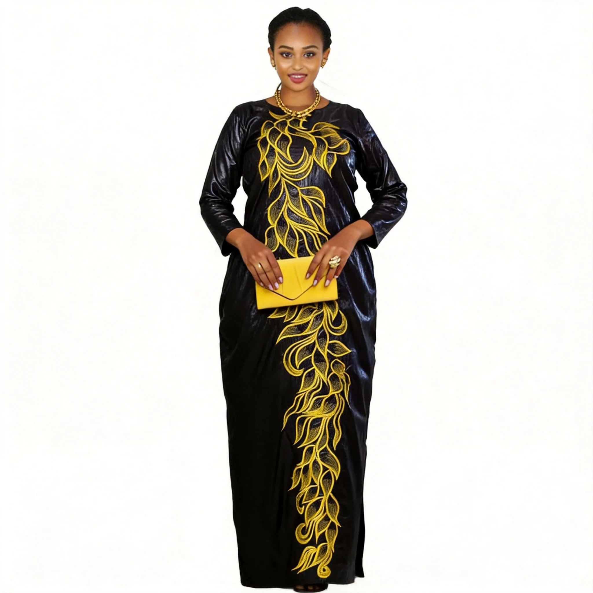 African Dresses For Women Luxury Boubou Material Rich Embroidery Design