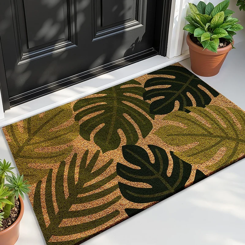 Newest Cartoon Cactus Print Coir Pattern Doormat Western Desert Style Non Slip Front Entry Floor Mat