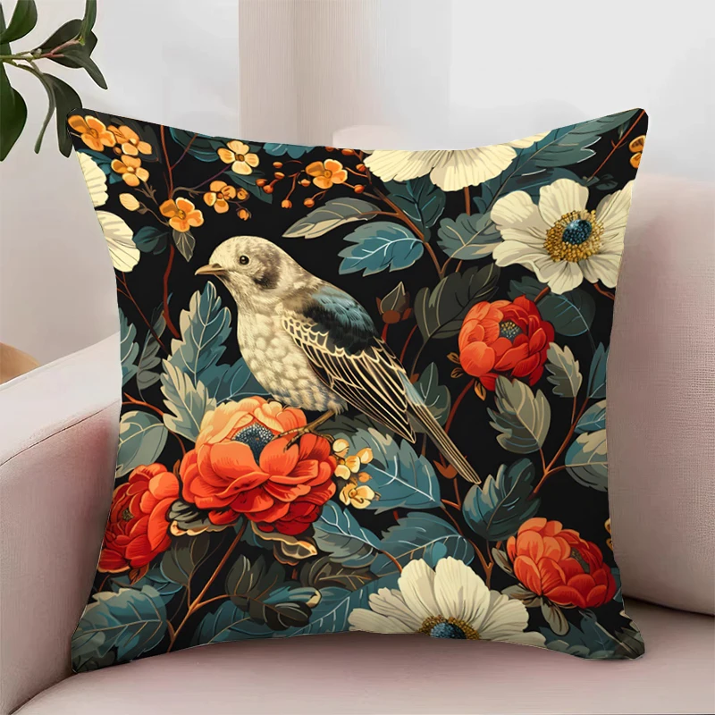 A Bird Standing on a Tree Branch Pillowcases for Pillows 45x45 Cushion Cover for Living Room Cushions Decorative Pillow Cover