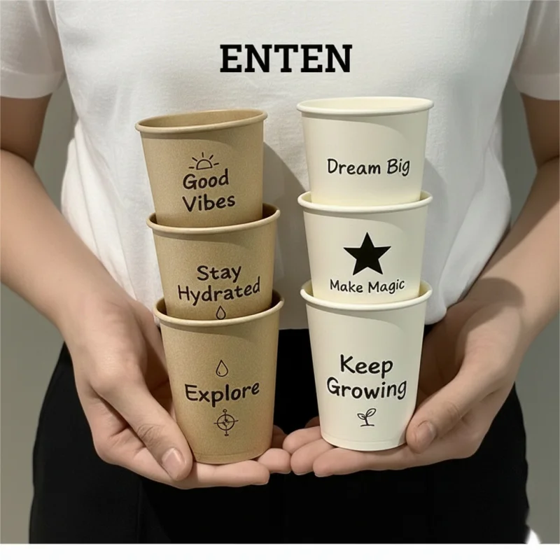 custom.Eco Friendly Biodegradable Single Wall Paper Coffee Cup Custom Printed Compostable Disposable Hot Drinking Cups