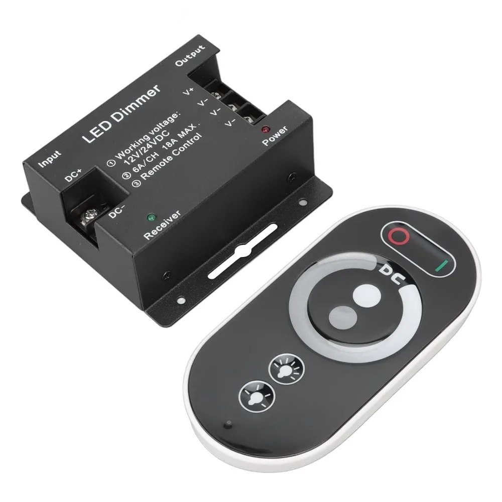 Aluminum alloy LED Dimmer Controller Constant Voltage 2.4G Touch Remote CCT LED Controller 12V 24V DC Dimming RF Dimmer Switch