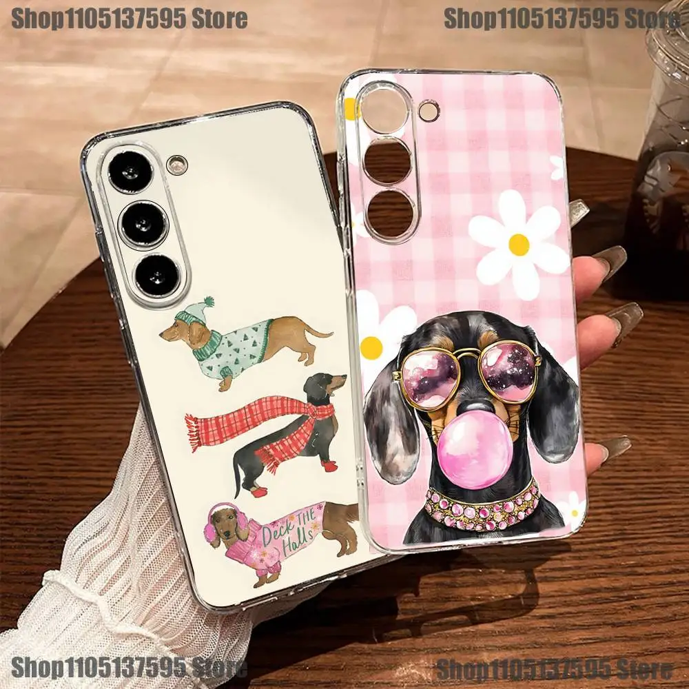 Dachshund Sausage Dog Puppy Phone Case For Samsung S30,23,21,22,20, FE lite,S10,9,8,7 PIus Note20ultra Soft Transparent