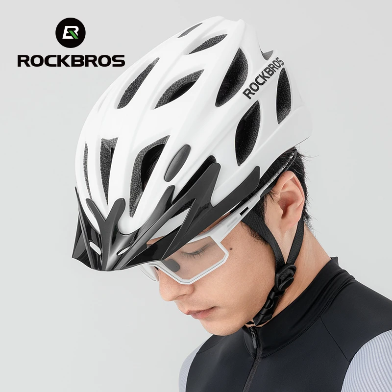 ROCKBROS Bicycle Helmet with Photochromic Goggles & Brim Visor Men Women MTB Road Safety Riding Ultralight Bike Cycing Helmets