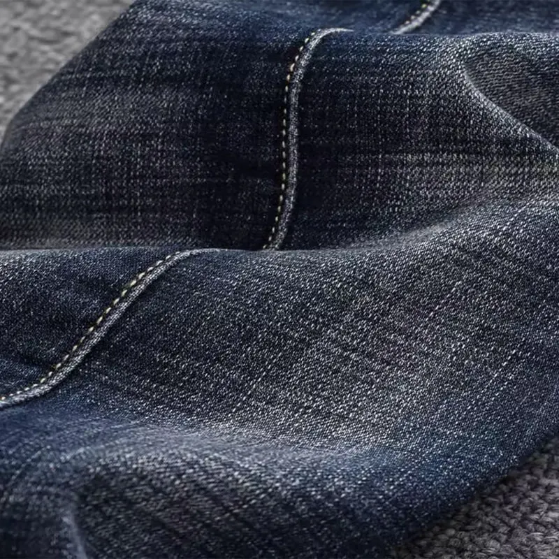 Newly Fashion Men Jeans High Quality Retro Black Blue Stretch Slim Fit Ripped Jeans Men Spliced Designer Vintage Denim Pants