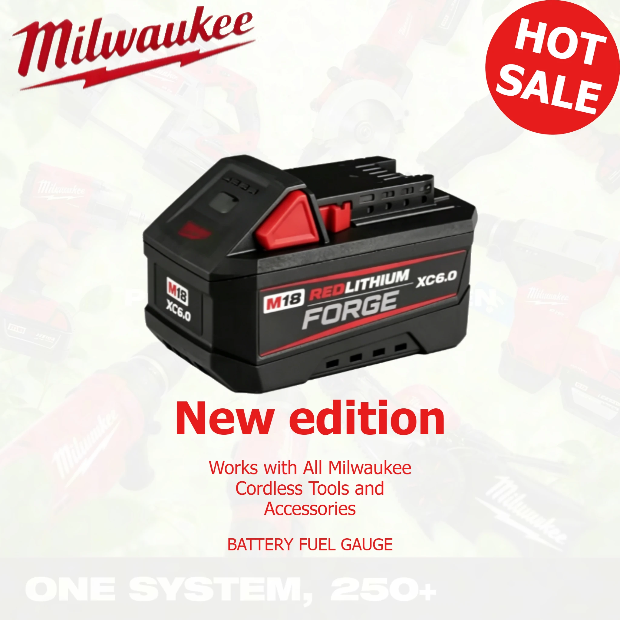 

Milwaukee New edition M18 18V 8000mAh FORGE XC8.0 18650 Lithium Replacement Battery Fit Milwaukee Cordless Electric Tools