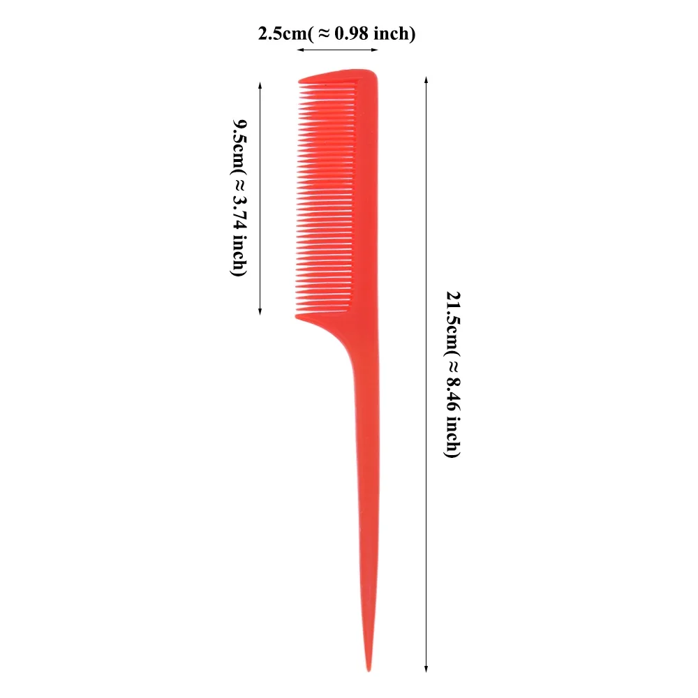 6Pcs Rat Tail Comb Picking Combs Plastic Hairdressing Comb Anti-static Hair Styling Comb for Barber Salon Home Use Brush C0028A