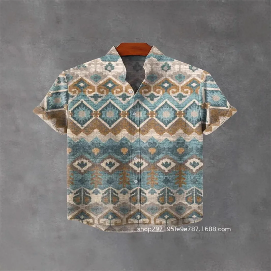 2025 New Easter Pattern 3D Digital Printed Men's Casual Loose Short Sleeved Shirt