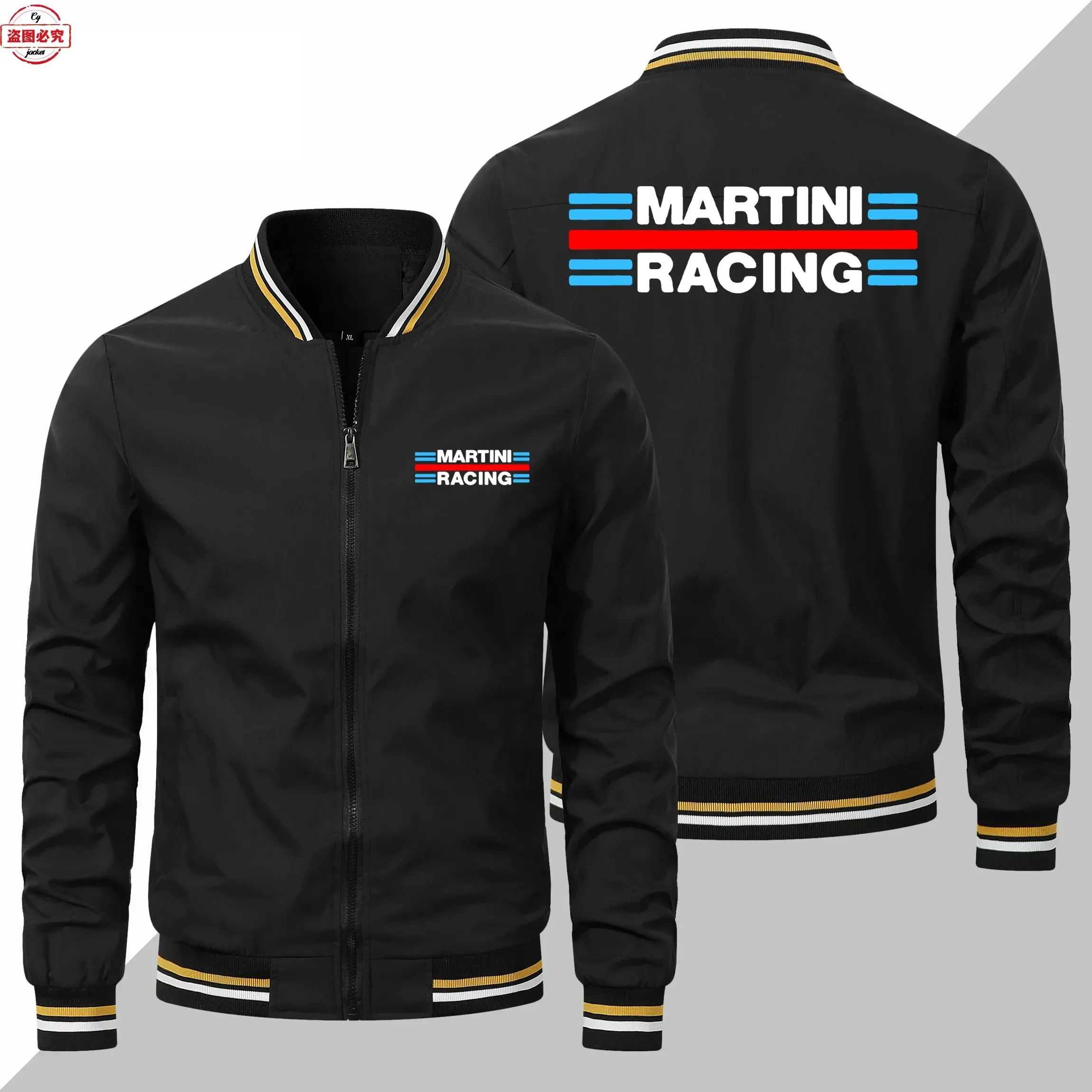 

Martini Racing Logo Printed Racing Suit Long Sleeved Men's Top Stand Up Collar Zipper Jacket Workwear Group Wear European Sizes