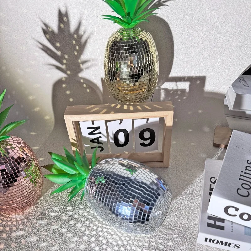 Pineapple Disco Ball Decor Mirror Handmade Pineapple Shape Table Ornaments Room Decoration Party Reflection Mirror Ball