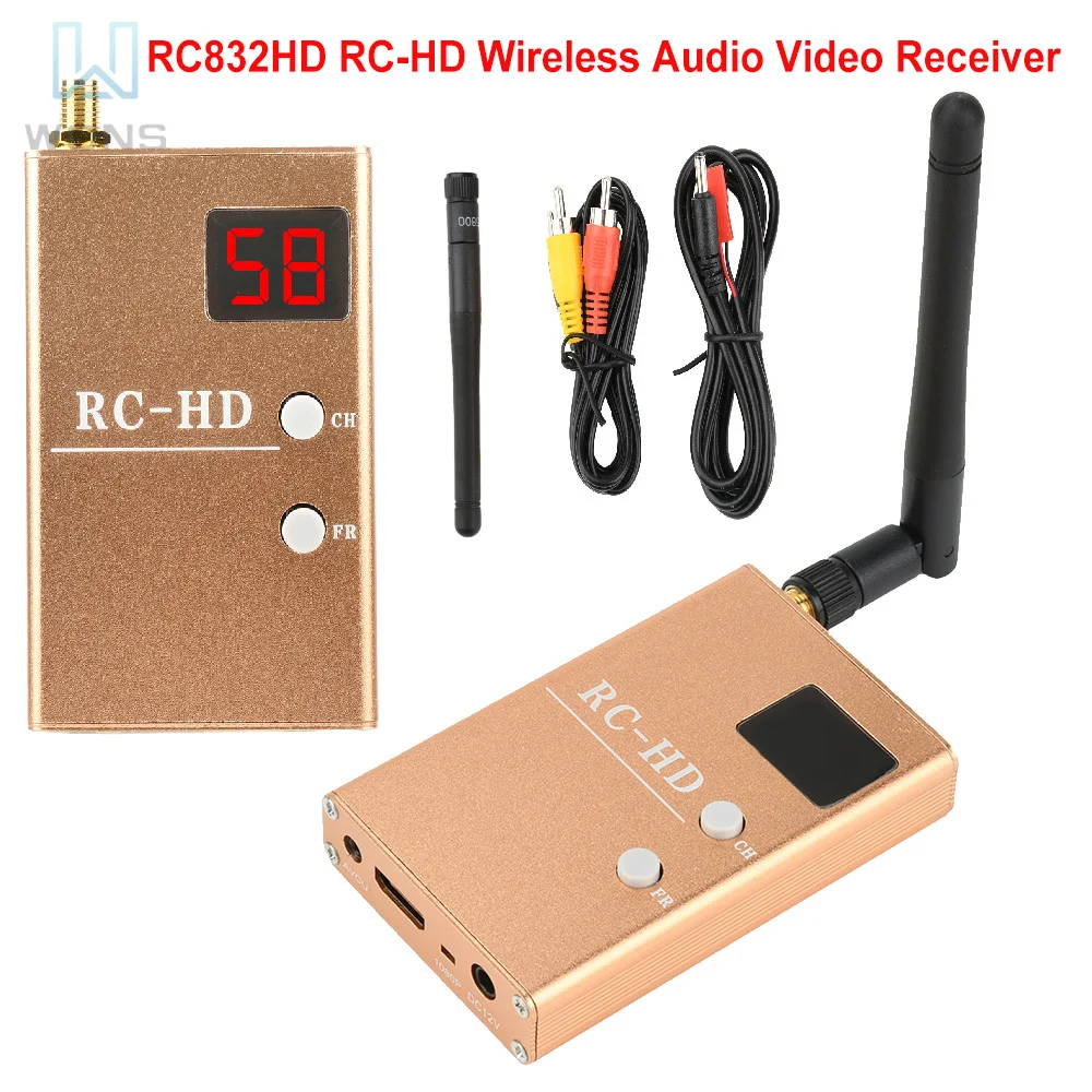 

RC832HD RC-HD FPV 5.8G 5.8GHz 48-Channel HDMI Receiver Wireless Analog Signal Receiver with Audio Power Cable for Quadcopters
