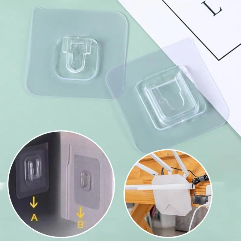 1~8PCS Double Sided Adhesive Wall Hooks Hanger Strong Transparent Suction Cup Storage Socket Hooks Bathroom Kitchen Bedroom Hook