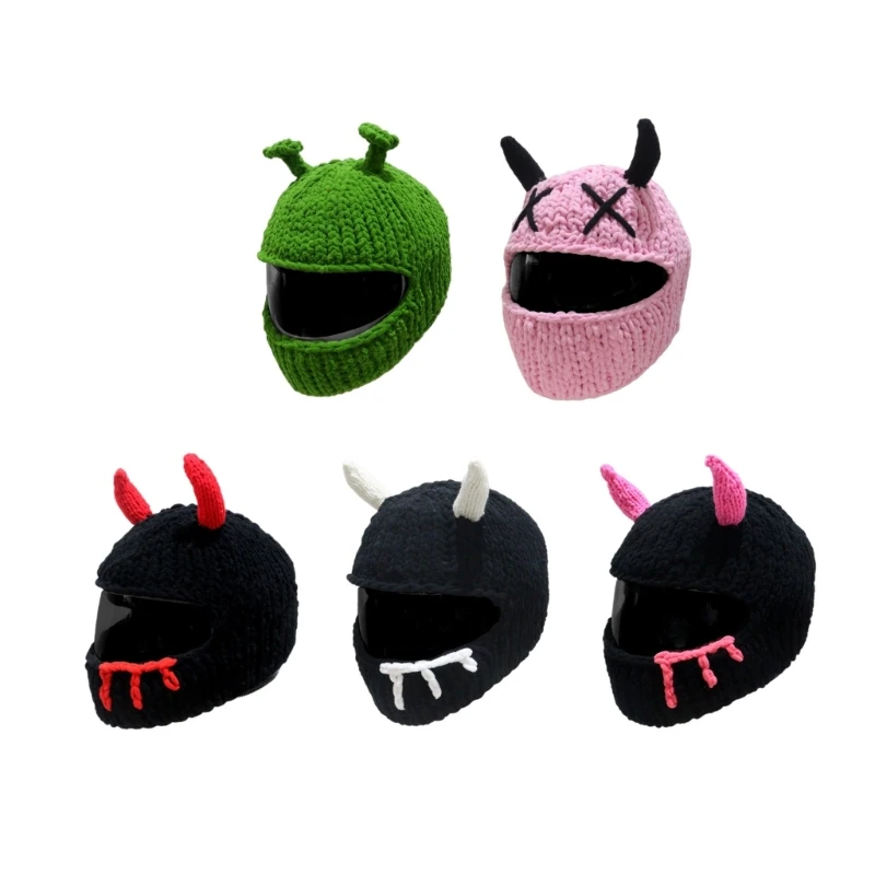 Plush Helmets Cover Cartoon Devil Horn Helmets Headgear For Motorcycling Skiing