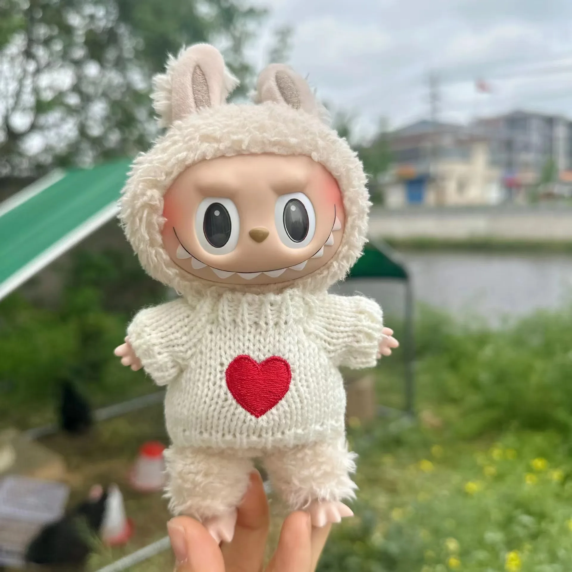 17 cm Nette Mini Plüsch Puppe Kleidung Outfit Zubehör Für Korea Kpop Exo Labubu Idol Puppen Pullover Kleidung DIY Mädchen geschenk