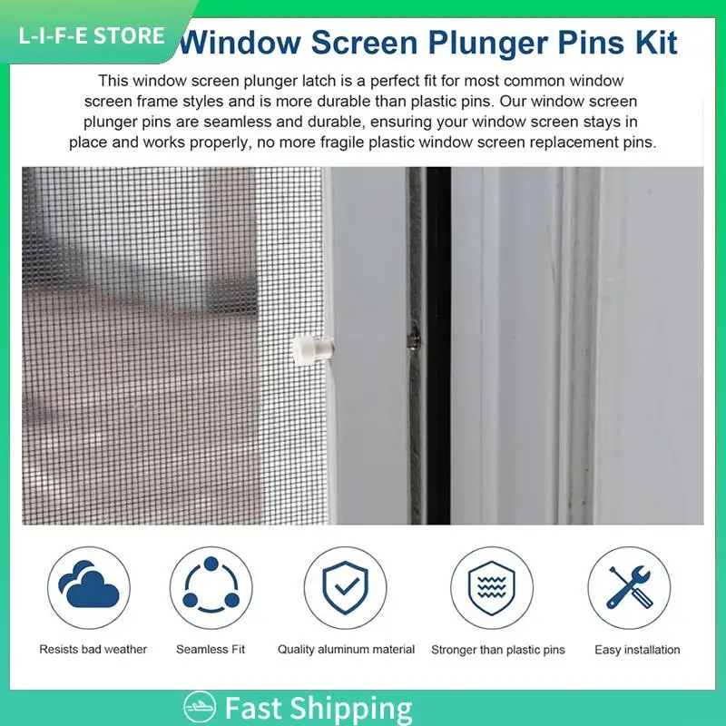 

30 Pack Window Screen Plunger Latches 5/32 Inch X 1-1/2 Inch,For Aluminum Window Screens,Plunger Latch Clips-AA98