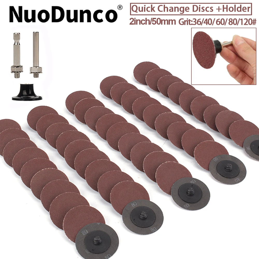 

Набор из 51 шт. быстросменных дисков R-типа, 50 мм, циркониевые шлифовальные диски, зернистость 36-120, с держателем 1/4 дюйма для углошлифовальной машины, для полировки поверхностей