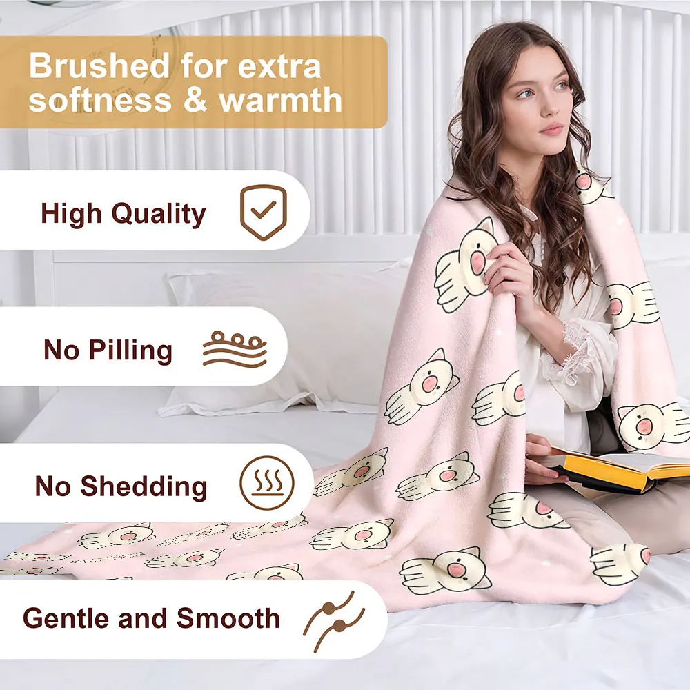 Cute Pink Pig Cartoon Soft Warm Flannel Blanket Lightweight Cozy Christmas Halloween Home Decor Room