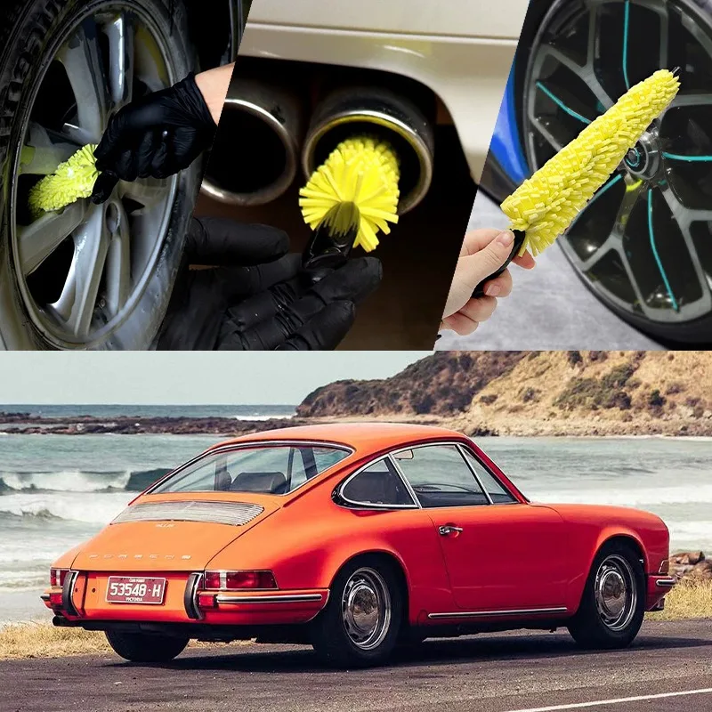 1pcs Car Wheel Rim Cleaning Brush Soft Spoke Sponge Brush Auto Tire Hub Detailing Wash Tool for Car Motorcycle