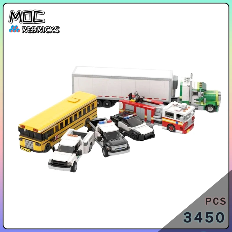 MOC City Service Vehicles Set 6in1 Maintenance Truck DIY Minifig Scale Construction Building Blocks Bricks Toy Gift