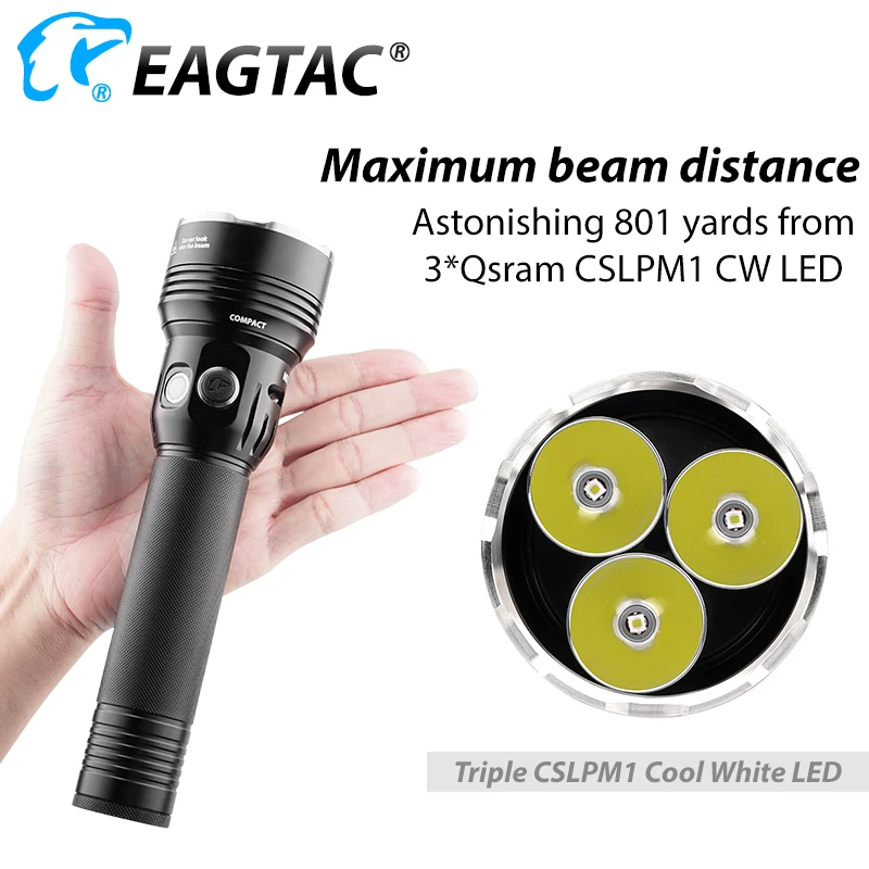 EAGTAC MX30L2CR 3x SFT40 LED 3x CSLPM1 LED 3100 Lumens Long Throw 801Yards 735Meter USB Rechargeable LEO Flashlight Police Light