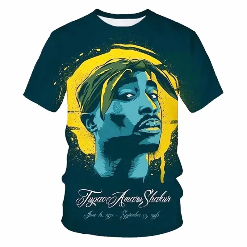 2Pac T-shirt Rapper Star Tupac 3D Print Streetwear Men Women Casual O-Neck T Shirt Streetwear Hip Hop Music Tshirt Tops Clothing