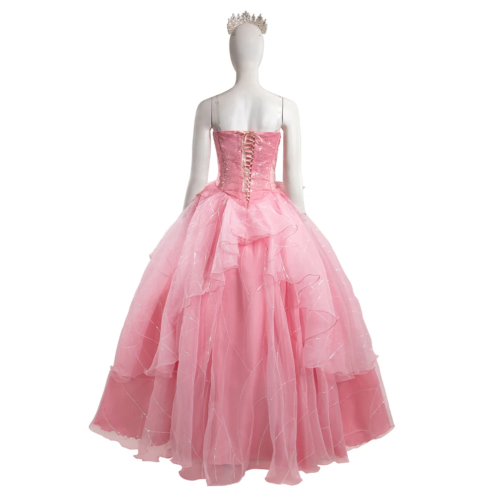 2024 Movie Women Glinda Cosplay Costume Halloween Carnival Pink Dress Accessories Custom Made