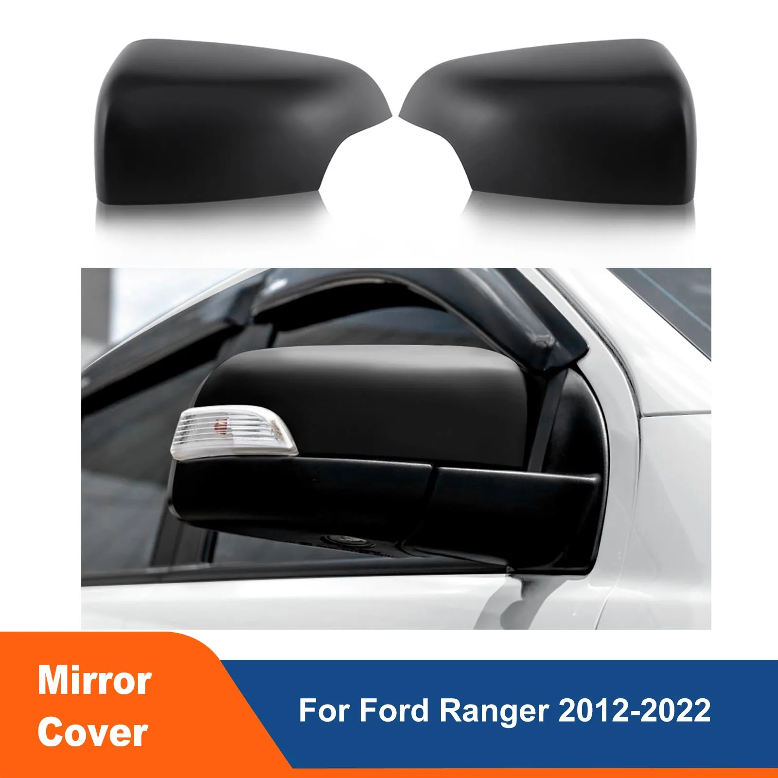 

Raptor Style Door Mirror Cover Matte Black Mirro Cover Cap For Ford Ranger 2012-2022 PX2 PX3 T6 T7 T8 Wildtral XLT XL XLS SPORT