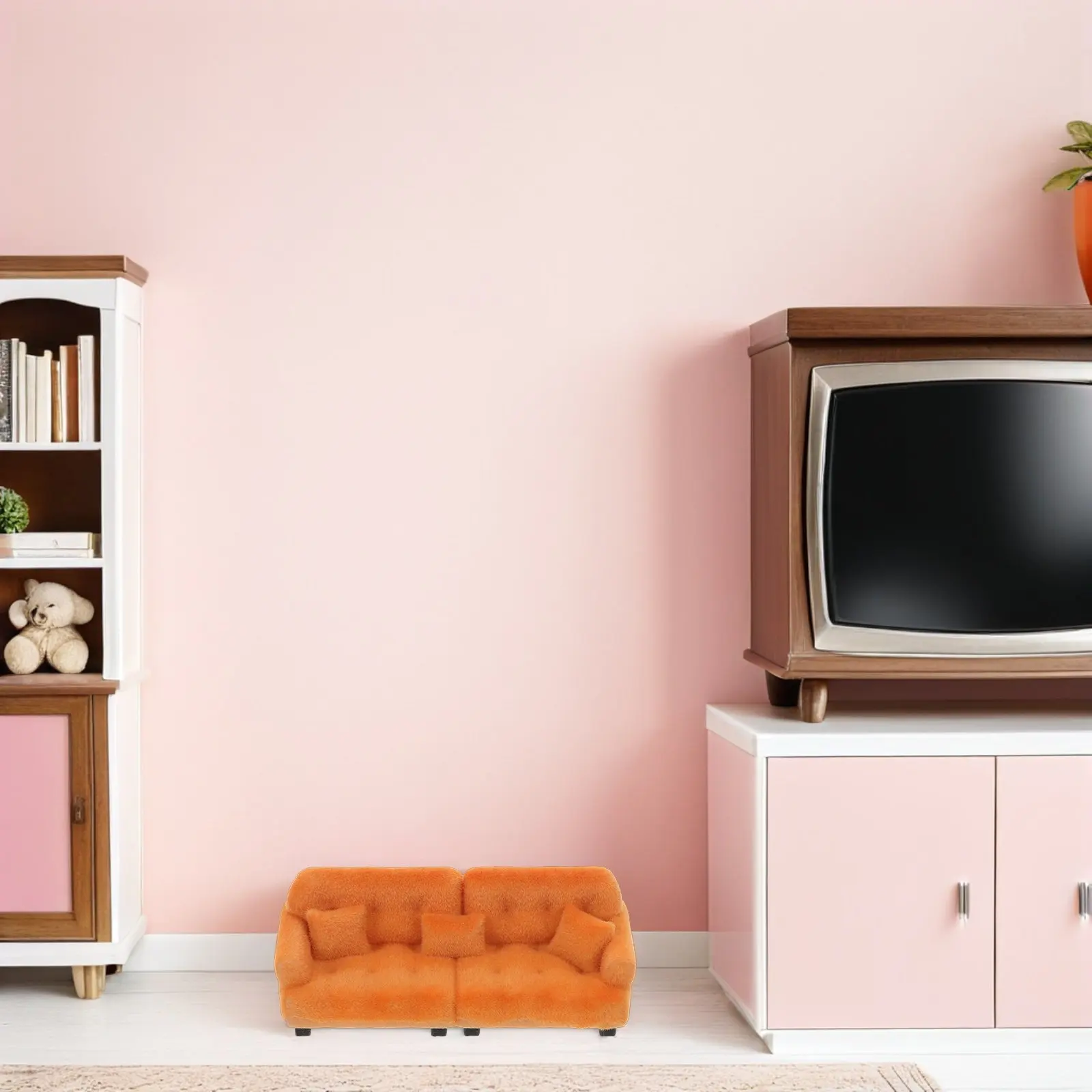 

Brown 1:30 Mini Sofa with Pillow Detail - Soft Touch Miniature Couch for Dollhouse Living Room Setup - Compact Home Craft