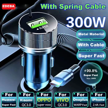 EDEBA USB araç şarj kablosu ile süper hızlı şarj için iPhone 14 Pro Max 13 12 11 Samsung Huawei OPPO VIVO 12V araç adaptörü