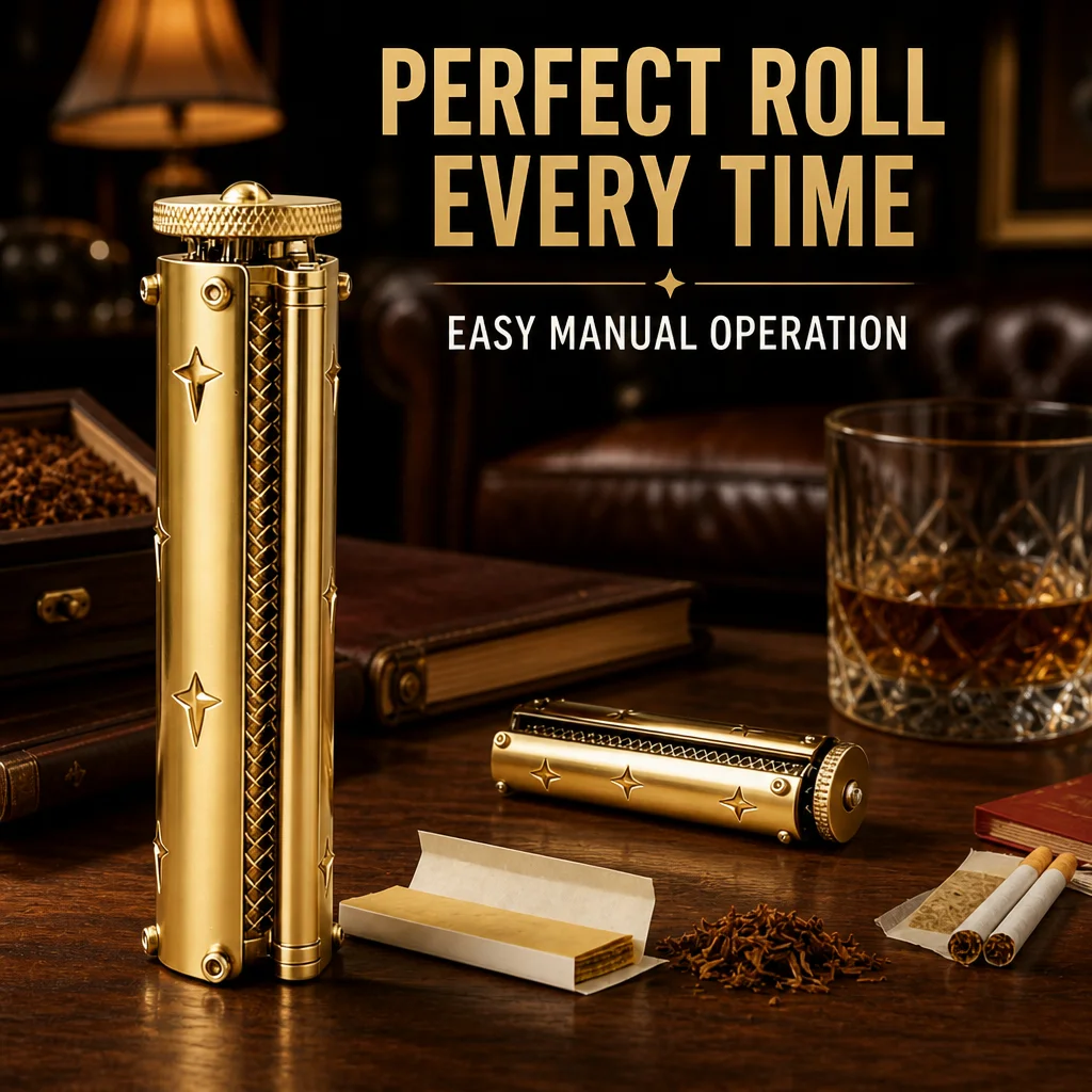 Manual 6.0mm Roll Filters Slim Cigarette Rolling Machine Solid Brass Shell Steel Roller Handheld Tobacco Roller for 78mm Tools